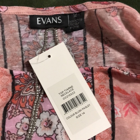 Evans top. Beautiful blush color, removable necklace. Brand new, 100% polyester. - Picture 3 of 4